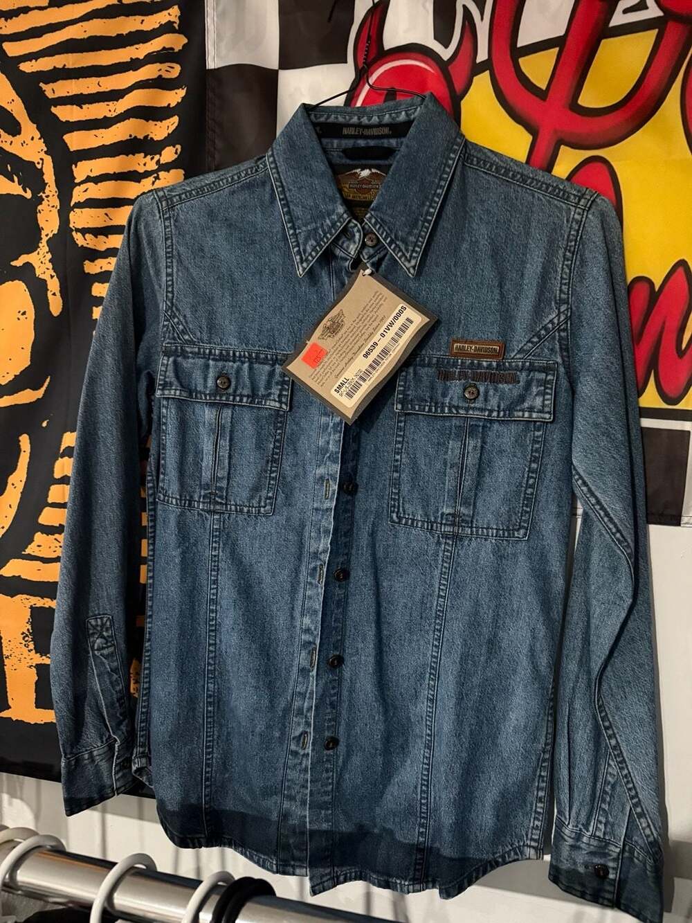 Harley Davidson Motorcycles Denim Long Sleeve Sz S
